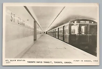 £29.19 • Buy St. Clair Subway Station TORONTO Rapid Transit RPPC Train Photo Vintage 1954
