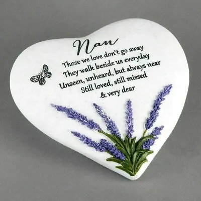 Nan Graveside Thoughts Of You Lavender Heart Stone | Memorial Plaque | Ornament • £13.99