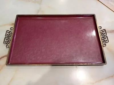 Moire Kyes Glaze MCM Serving Tray Pasadena California Burgundy / Dark Red • $19.99