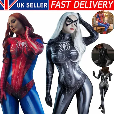 Spider Woman Jumpsuit Cosplay Costume Spiderman Tights Bodysuit Dress Party UK • £6.89