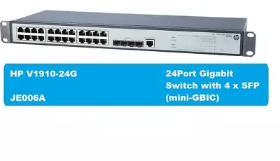 HP V1910-24G  JE006A 24Port Gigabit Switch With 4 X SFP (mini-GBIC)  100DAY RTB • £29.99