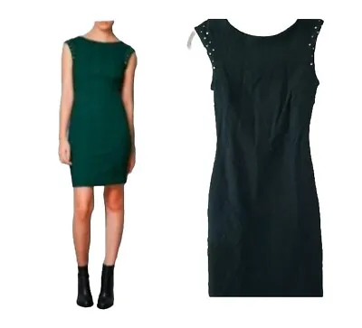 Zara Trafaluc Women's Green Lace Bodycon Studded Cap Sleeve Low Back Dress XS • $22.50