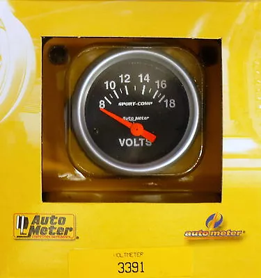 Auto Meter 3391 Sport Comp Voltmeter Volt Meter Gauge  2 1/16 8 - 18 Volts • $70.01