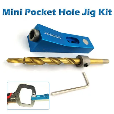 3/8 Drill Bit Mini Pocket Hole Jig Kit Woodworking Guide Oblique Hole Locator • $15.18