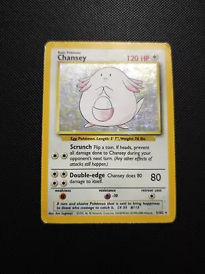 Chansey 3/102 4th Print / UK Print Pokemon - 1999-2000 Base Set Rare Holo • $80.90