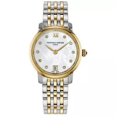 Frederique Constant Slimline SWISS Diamond Two Tone Ladies Watch FC-220MPWD1S23B • $399.95