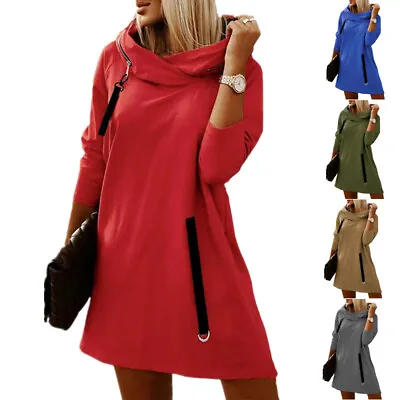 £17.89 • Buy Womens Long Sleeve Hooded Mini Dress Ladies Casual Loose Hoodie Sweatshirt Dress