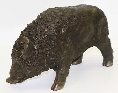 Handcrafted Bronze Sculpture SALE Deco Art Pig Wild Boar Chemin Signed Figurine • $199.50