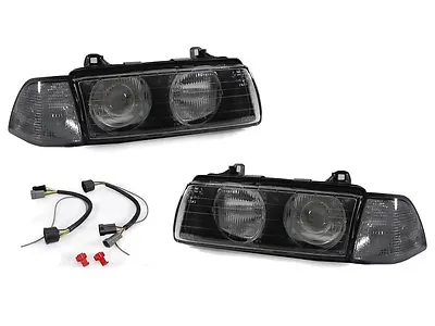 DEPO Glass Lens Projector Euro Headlight+Smoke Corner Light For BMW E36 4D Sedan • $299.93