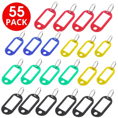 55x KEY TAGS Assorted Coloured Plastic Rings ID Tags Card FOB Label Car Flats UK • £1.75