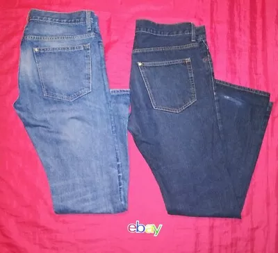2 PC LOT H&M &Denim REGULAR Straight Fit Men 32x32 Button Fly Blue Jeans EUC !! • $37.99
