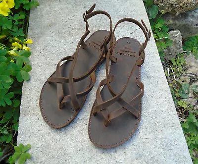 Handmade Greek Leather Sandals Women's Multi-Strap Slingback Sandals • $46