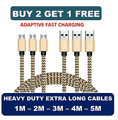 1M 2M 3M 4M 5M Micro USB FAST Data Charger Cable Lead For Samsung Galaxy S6 S7 • £6.99