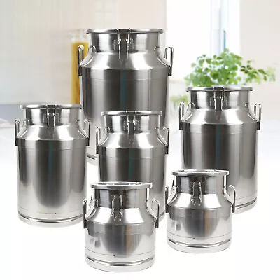 12-60L Stainless Steel Milk Can Wine Pail Bucket Oil Milk Tote Jug With Seal Lid • $129.72