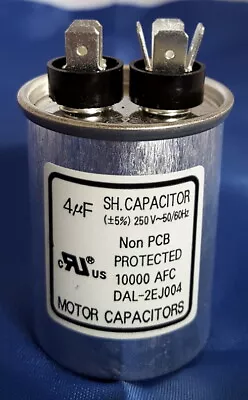 Motor Run Capacitor 4uF 250VAC 5% 50/60 Hz DAL-2EJ004 NEW (1 Piece) • $10.99