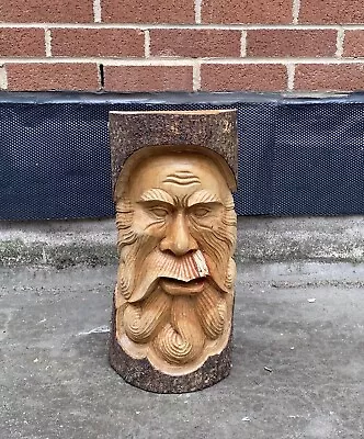 £34.99 • Buy ChiselCraft XL 50cm Green Man Log Carving , Free Standing Or Wall Hanging