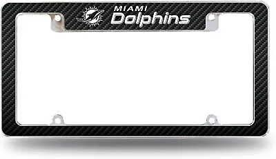 Miami Dolphins Metal License Plate Frame Chrome Tag Cover 12x6 Inch • $21.99