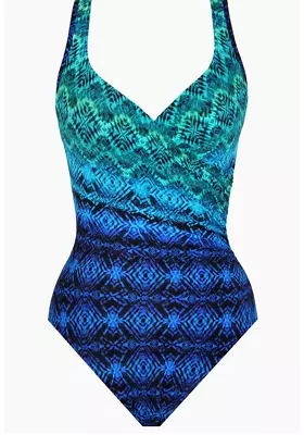 198$ NEW Miraclesuit Swim Ocean Ombre  Wrap One-Piece Swimsuit Sz: 10 • $23.50