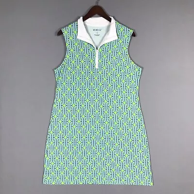 IBKUL Dress Size Large Sleeveless 1/4 Zip UPF 50 Golf Tennis Athletic Green Blue • $39.99