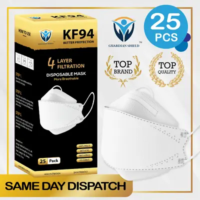 25Pcs KF94 Disposable Face Mask 3D Mouth Comfort Protective Masks 4 Layer-White • $12