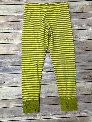 Matilda Jane Size 12 Hammond Bay Sprite Ruffle Leggings Green Yellow Striped B18 • $31.99