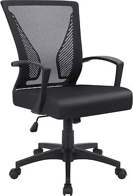 Furmax Office Chair Mid Back Swivel Lumbar Support Desk Chair  (Black) • $38.07