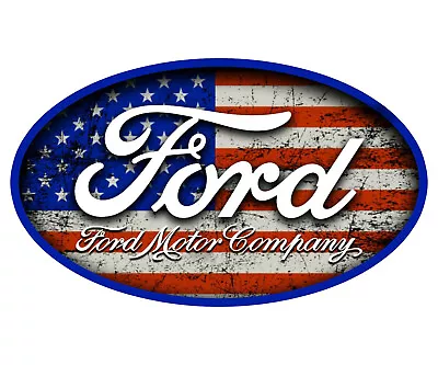 American Flag With Ford Emblem Sticker Grunge Vinyl Decal Car Truck • $3.19