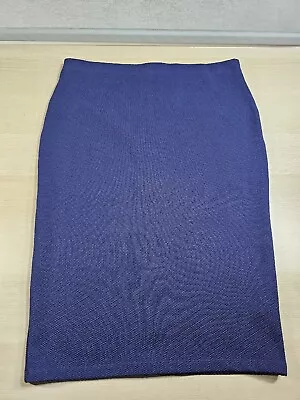 Warehouse Blue Textured Material Pencil Skirt Work Wear Full Zip Back Size 16 • £13.99