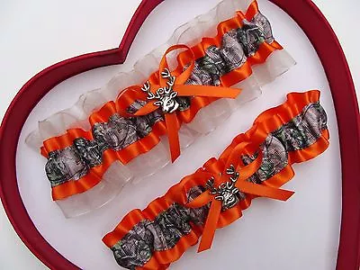 NEW Mossy Oak Camouflage Camo Orange Ivory Wedding Garter Prom Sexy Hunter Chick • $13.46