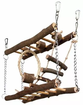 Trixie Suspension Bridge Natural Wood Ladder Mouse Mice Hamster Toy Climbing • £23.40