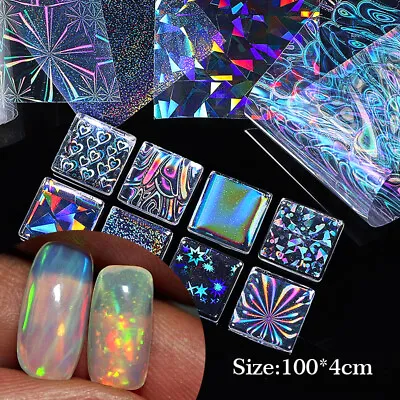 $1.10 • Buy Nail Foil Transfer Sticker Decals Colorful Glitter Love Heart Foil Nail Art DIY 