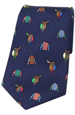 Navy Silk Horseracing Tie - Silks & Saddles • £9.99