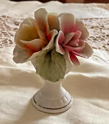 Italian Capodimonte Small Porcelain Vase With Flowers • $30