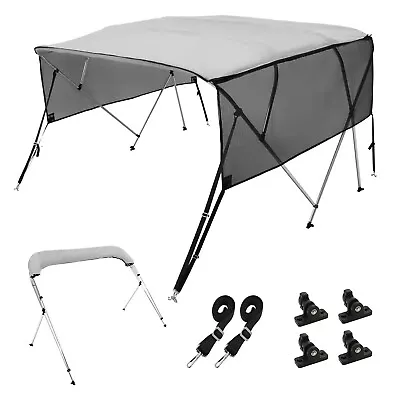 VEVOR 4 Bow Bimini Top Boat Cover Detachable Mesh Sides 600D With Frame 79 -84 W • $140.99