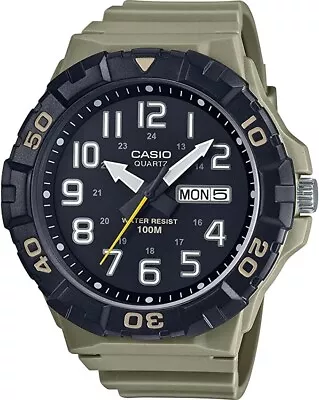 Casio Watch Men's Green Strap Black Dial Quartz Watch MRW-210H-5AVDF • £45