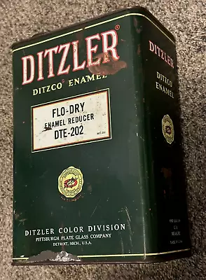 Vintage 1930's DITZLER Auto Body Shop 1 GALLON TIN CAN Car Paint DETROIT MICH • $49