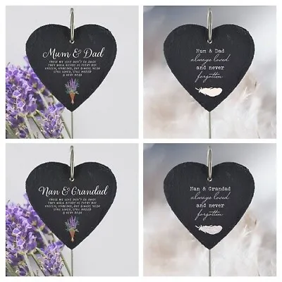 Slate Memorial Plaque Grave Garden Marker Mum &  Dad Nan & Grandad Tribute • £12.95