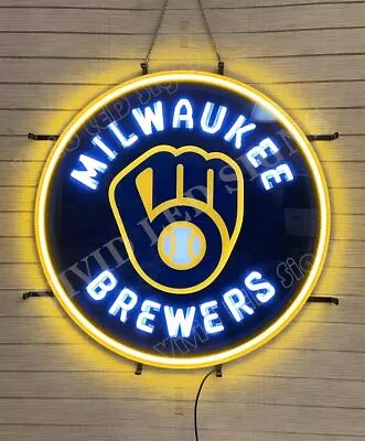 Milwaukee Brewers Baseball 24 X24  Vivid LED Neon Sign Light Lamp With Dimmer • $249.99