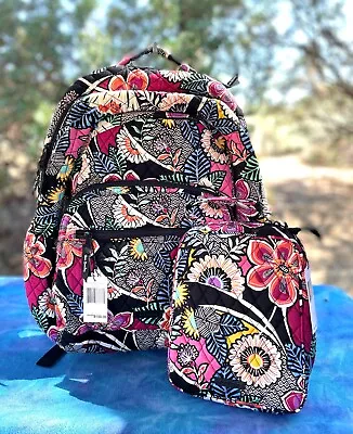 Vera Bradley ESSENTIAL LARGE BACKPACK & LUNCH BUNCH SET Cotton KAUAI FLORAL • $84