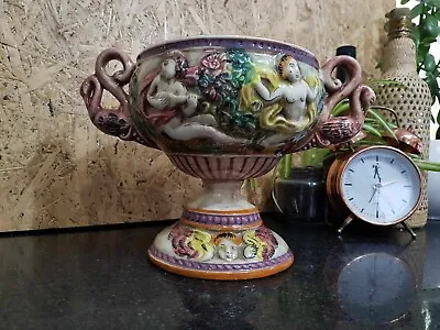 Capodimonte Handpainted 18cm/7  Mid Ceramic Centerpiece Urn Nude Mystic Vase • $269.80
