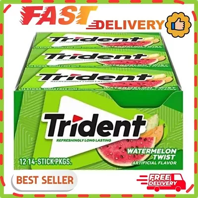 Trident Watermelon Twist Sugar Free Gum 12 Packs Of 14 Pieces (168 Total Pieces • $14.99