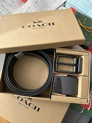 Coach Men's Belt Set Boxed Harness Plaque Reversible Belt Black 42/44  Nwt • $88