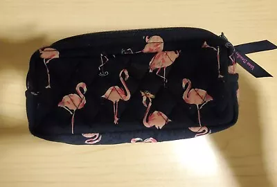 VERA BRADLEY Flirty Flamingos Cosmetic Brush & Pencil Bag Makeup Case Travel • $16.99