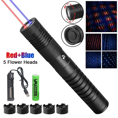 8000M High Power RED+BLUE Laser Pointer Adjustable Visible Dot Light SOS+5CAPS • $64.89