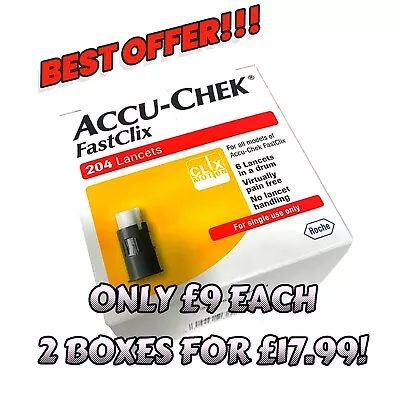 Accu-Chek FastClix Lancet - 2 Boxes Of 204 Lancets FAST DELIVERY! • £17.99