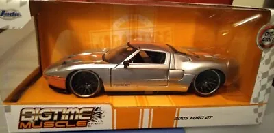 😮NEW Jada 1:24 Diecast Bigtime Muscle Silver & Orange 2005 Ford GT Car😮 • $21.21