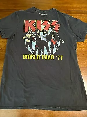 Vintage Reproduction Kiss 1977 Tour Black T-Shirt Size M • $11.99