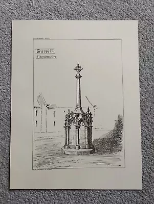 Turriff Aberdeenshire Market Cross - Antique/Vintage Print - 1900 • £14.50