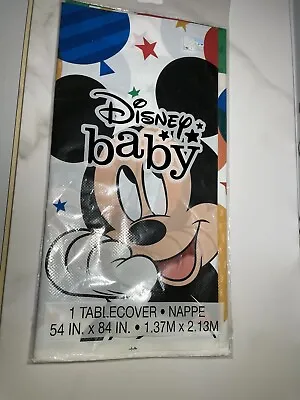 Baby Mickey Mouse 1st Birthday Plastic Table Cover Baby Party 54” X 84” • $2.77