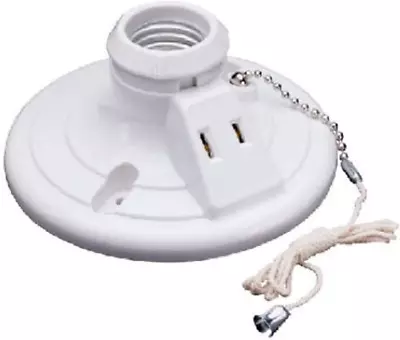 Legrand 250W 250V White Pull Chain Ceiling Light Socket With Grounding Outlet • $7.05